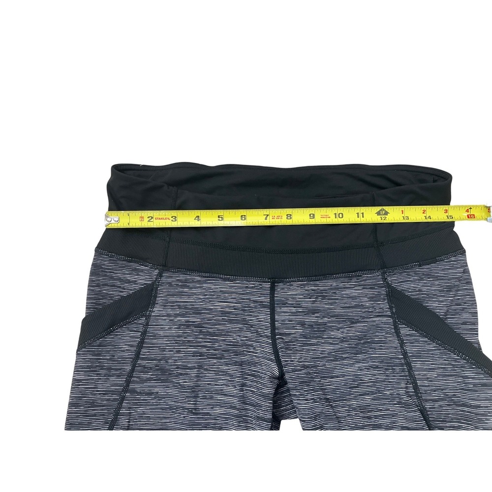 Lululemon Wunder Under Crop Leggings Black Grey Heathered Zip Pocket Size 10 - Picture 3 of 11